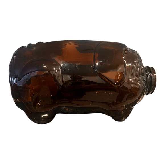 Vintage Libbey Brown glass This Little Pig Went To Market 5 Gallon Piggy.